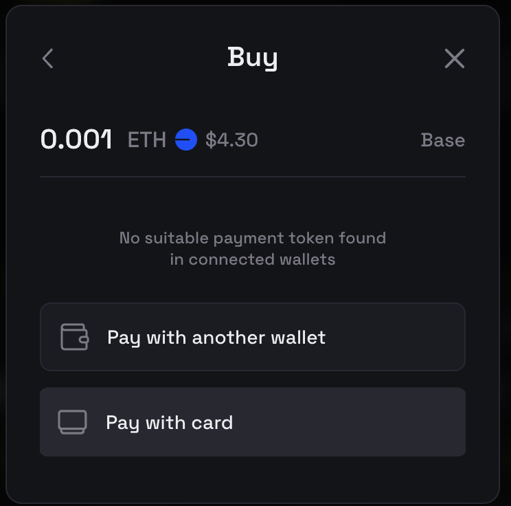 Pay with card for ETH