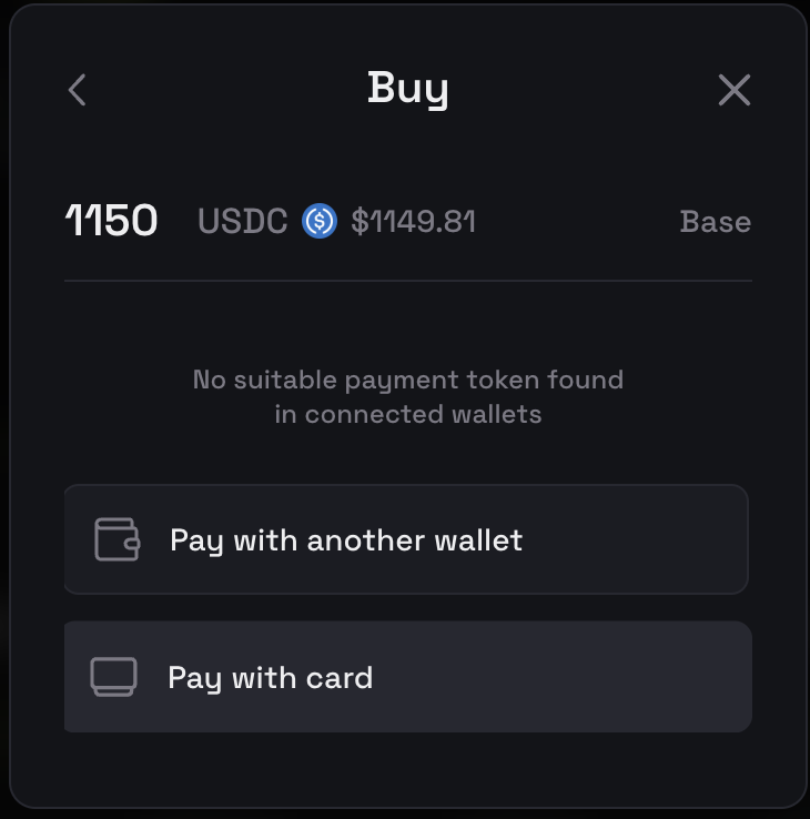 Pay with card for USDC